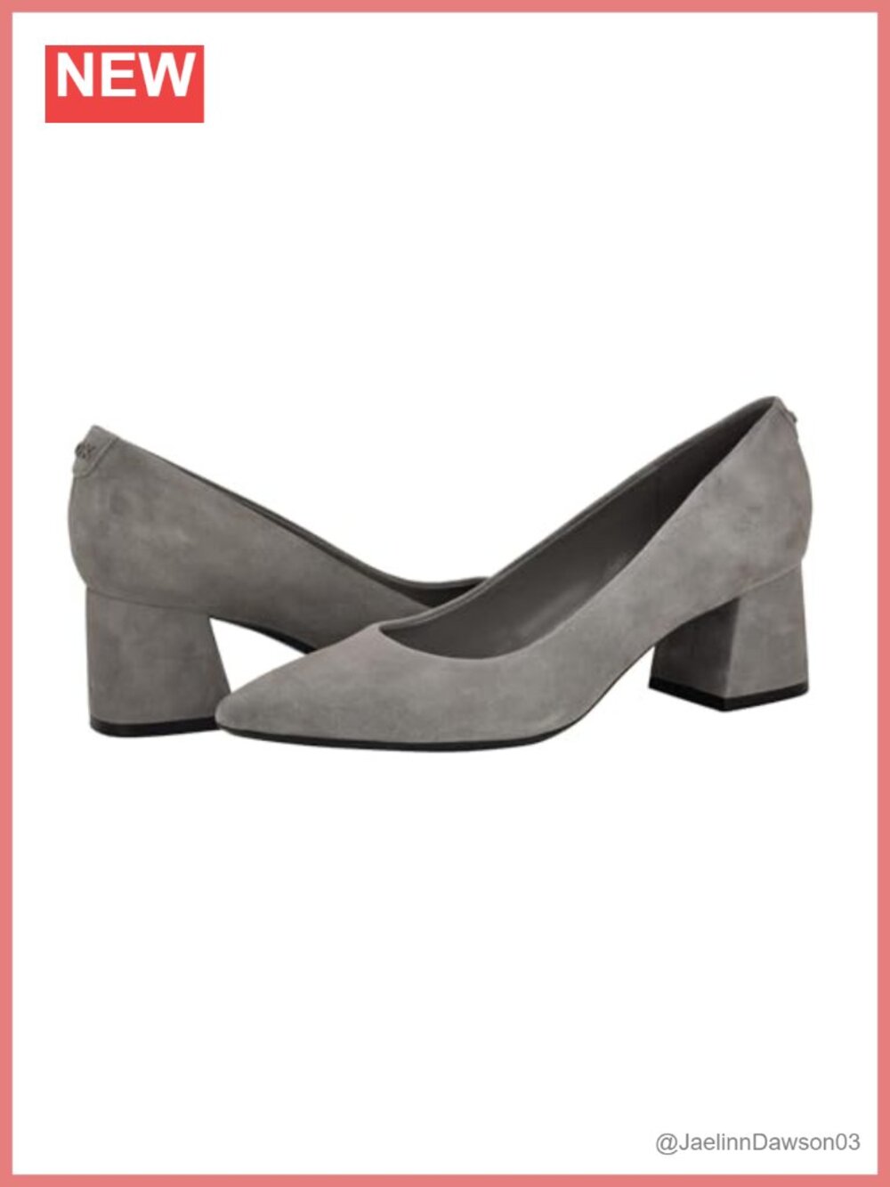 Calvin Klein Women's Suede Pointed Toe Block Heel Pumps Slip-on